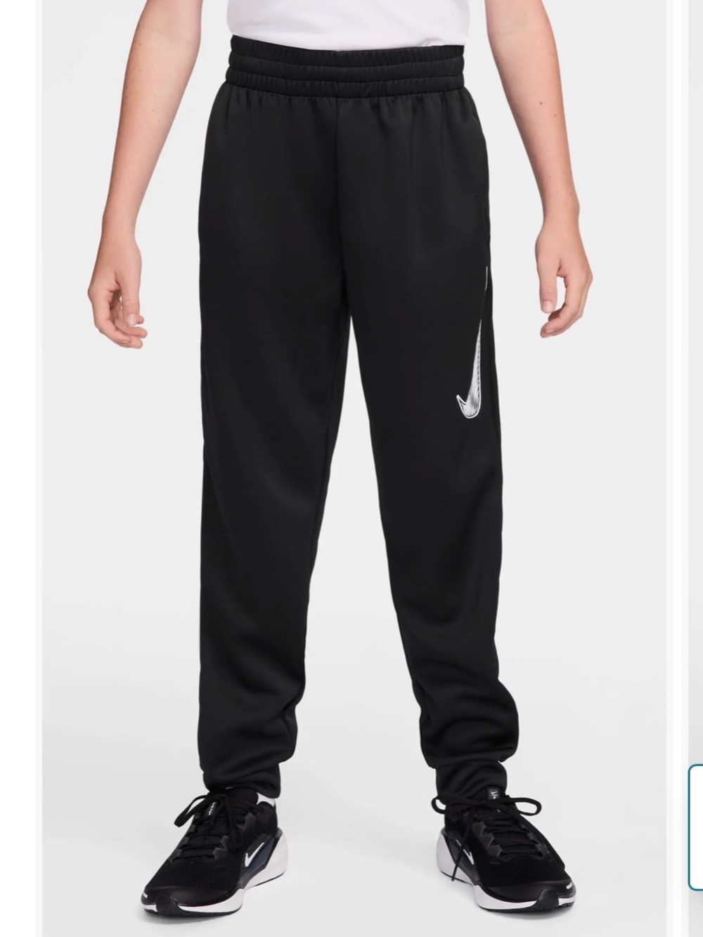 Nike Kids Black Jogger Sweatpants with Silver Swoosh